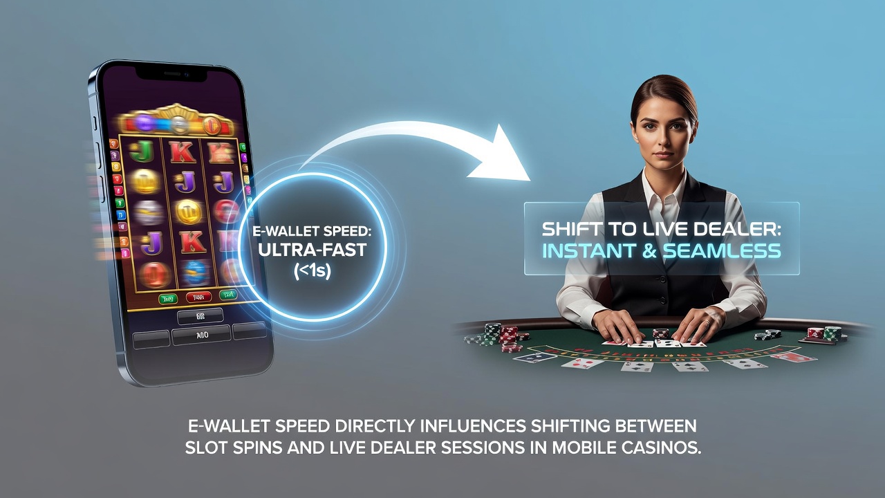 Live-Dealer-Tisch auf Smartphone mit E-Wallet-Bestätigungsanzeige