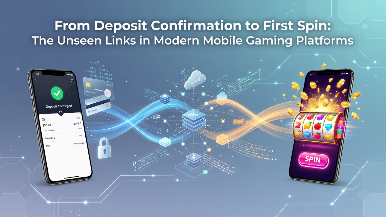 Darstellung des Übergangs von einer bestätigten Einzahlung zur Spieloberfläche in einer mobilen Casino-App mit animierten Transaktionssymbolen