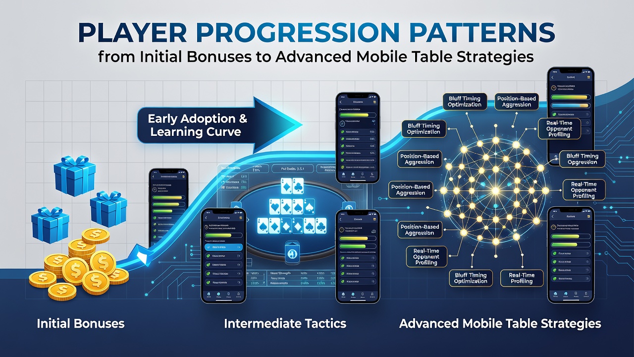 Visualisierung von Spielerfortschrittsmustern von Boni zu mobilen Tischstrategien