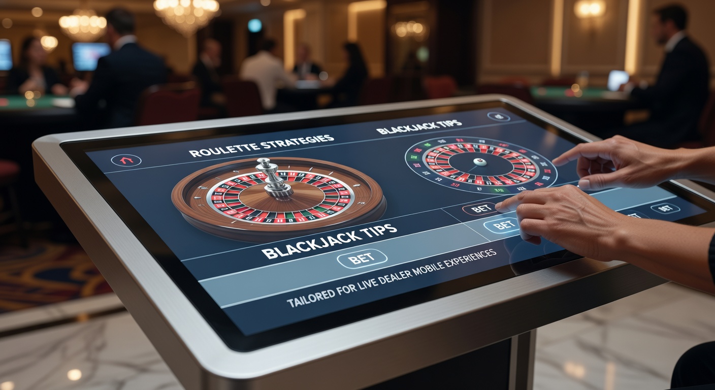 Live-Dealer-Roulette auf einem Smartphone-Touchscreen mit Strategie-Overlay, das Wetten und Dealer-Interaktion zeigt