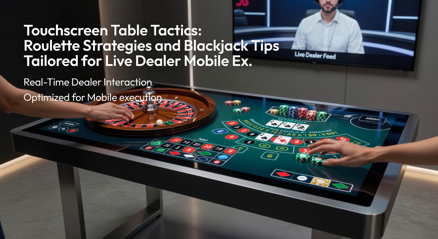 Blackjack-Touchscreen-Handyansicht mit Live-Dealer, Strategie-Tabelle und Gesten wie Double-Down-Swipe
